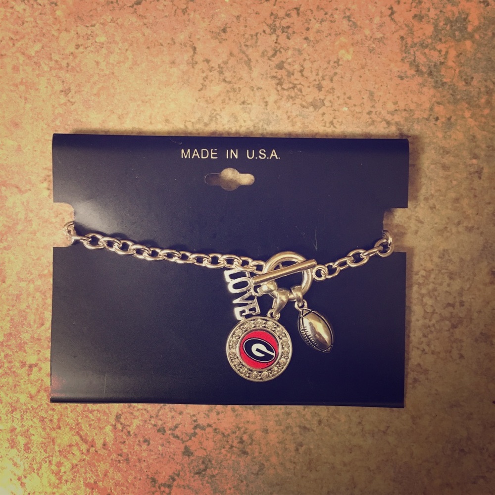 New! Silver Georgia Bulldogs toggle charm bracelet